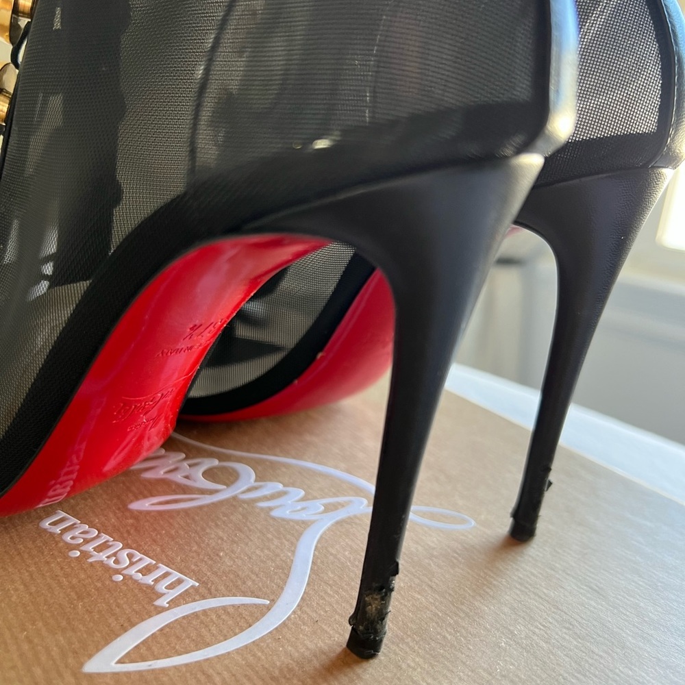 Christian Louboutin Marikate mesh open toe ankle pumps - Picture 7 of 9